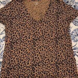 J. Crew Brown Leopard Print Short Sleeve Tee